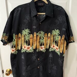 Black Surfboard Print Hawaiian Men's Shirt